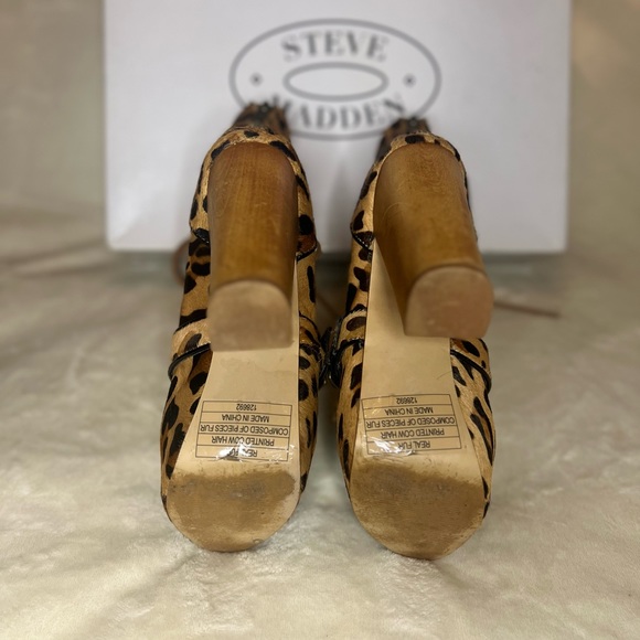 Size 7.5, calf-skin, Leopard, Steve Madden heeled boots - Picture 6 of 8
